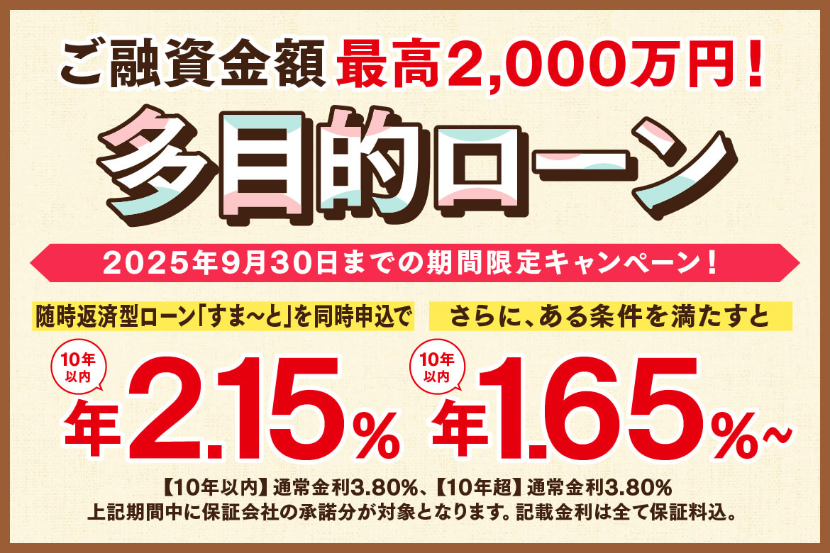 多目的ローン創立70周年記念キャンペーン多目的ローン